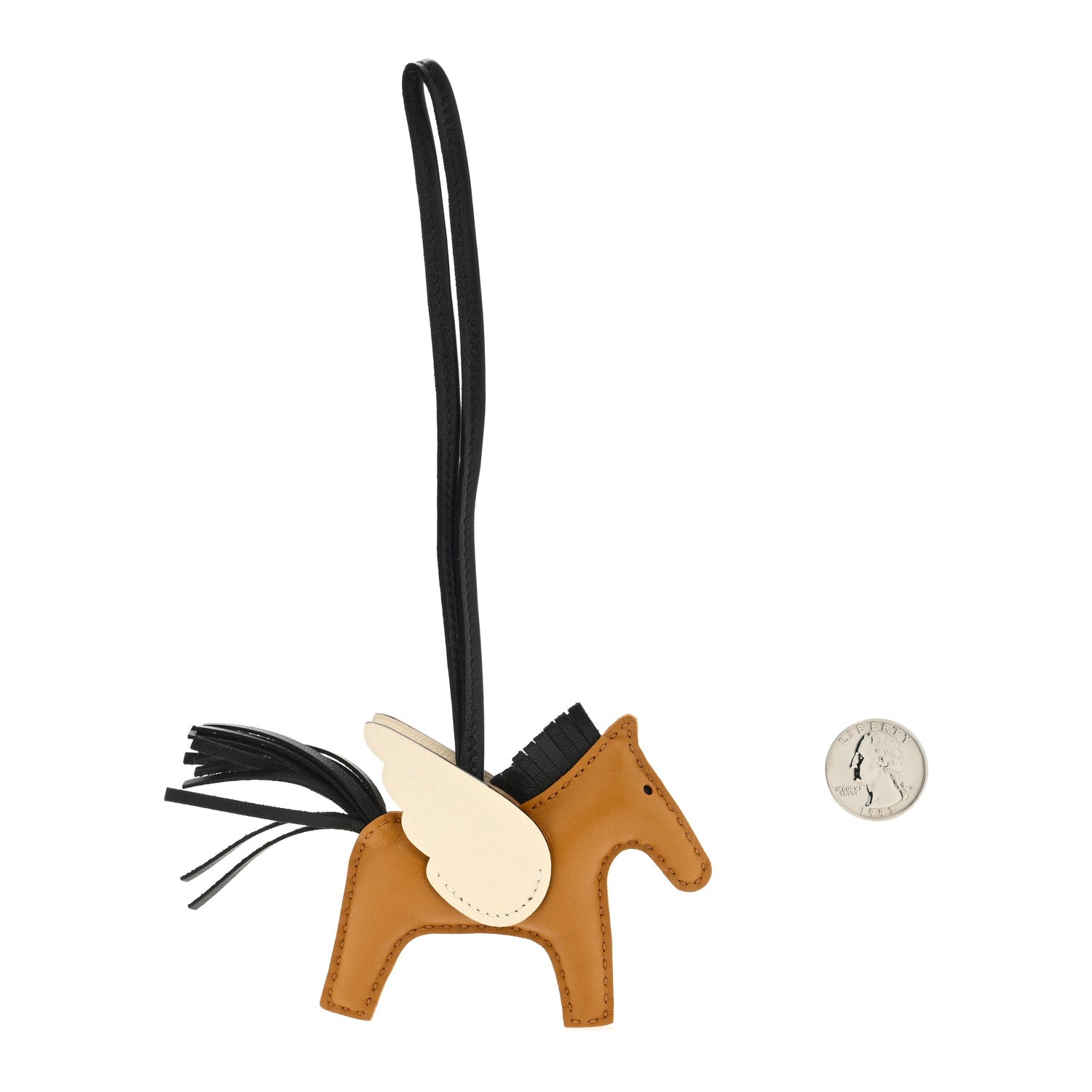 Hermes Milo Lambskin Grigri Rodeo Pegase Horse Bag Charm PM Sesame Black Nata 2 of 3