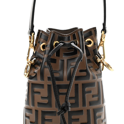Fendi Vitello Liberty F is Fendi Bi-Color FF 1974 Embossed Mini Mon Tresor Bucket Bag Maya Black 7 of 9