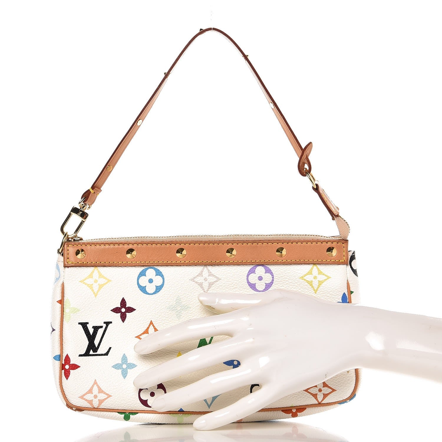 Louis Vuitton Monogram Multicolor Pochette Accessories White 2 of 10