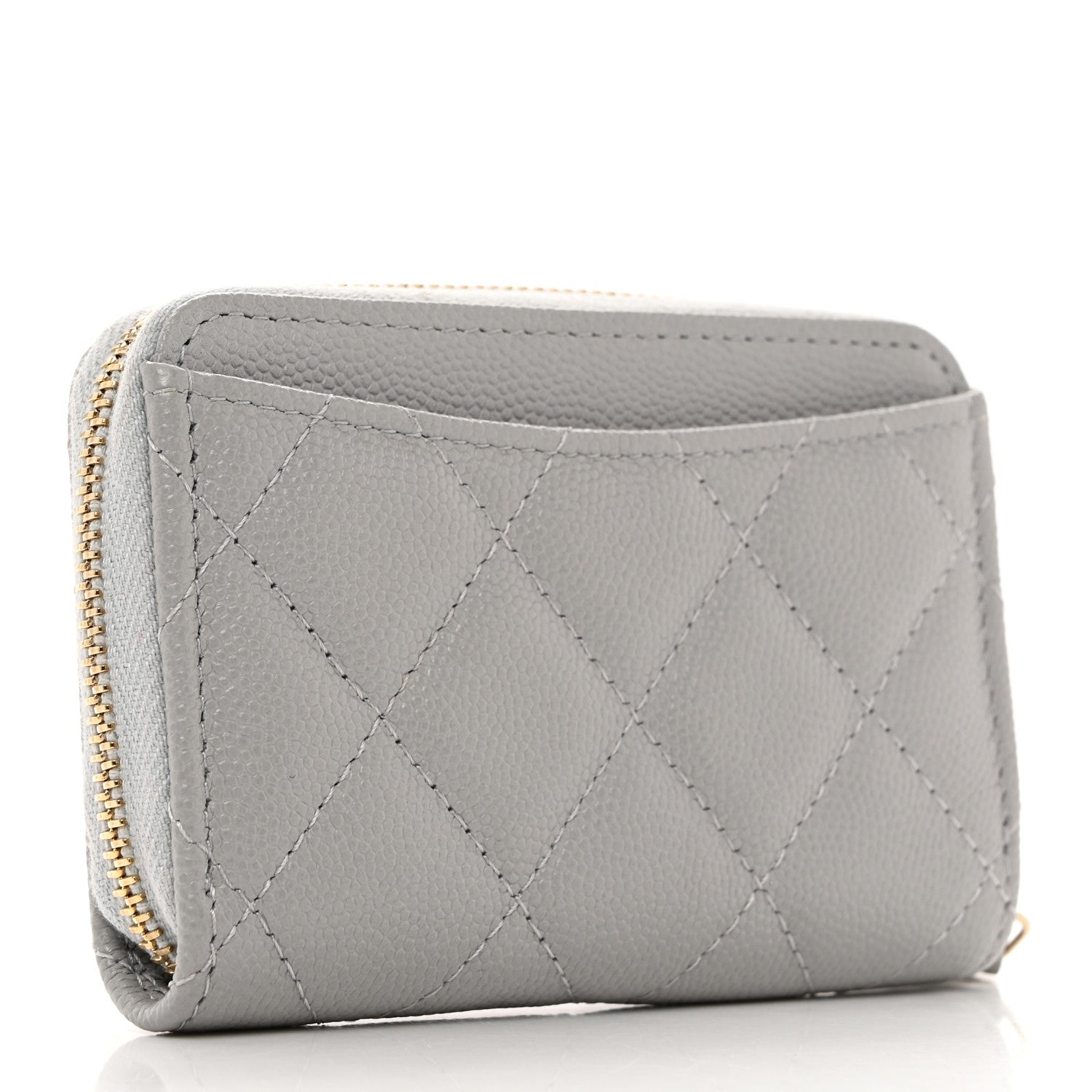 Chanel Caviar Quilted Zip Coin Purse Grey 3 of 9