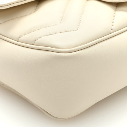 Gucci Calfskin Matelasse Super Mini GG Marmont Shoulder Bag White 8 of 9