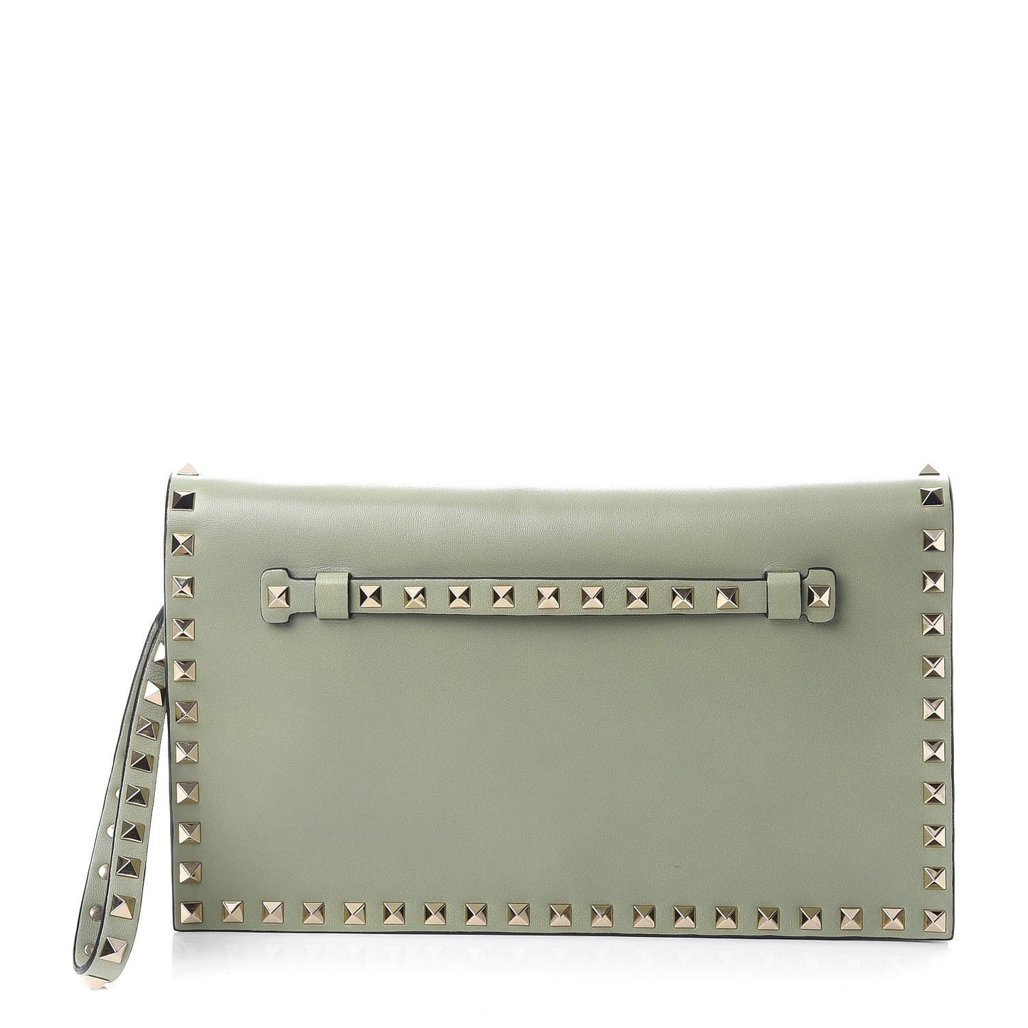 Nappa Rockstud Wristlet Clutch Green Tea Sorbet