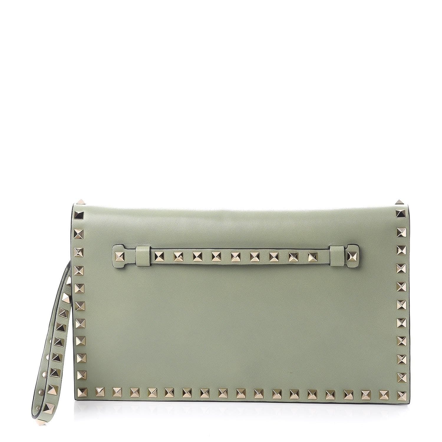 Valentino Garavani Nappa Rockstud Wristlet Clutch Green Tea Sorbet 1 of 8