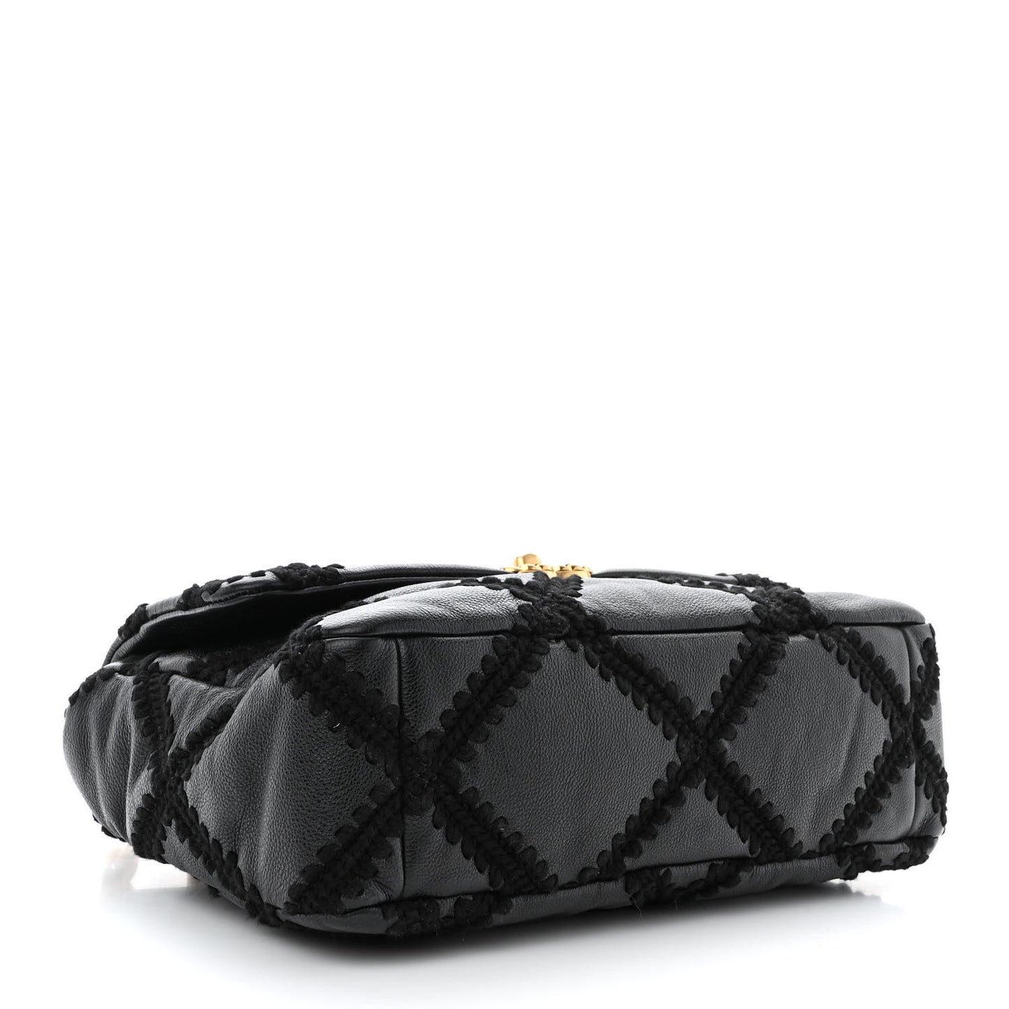 Calfskin Crochet Large Chanel 19 Flap Black