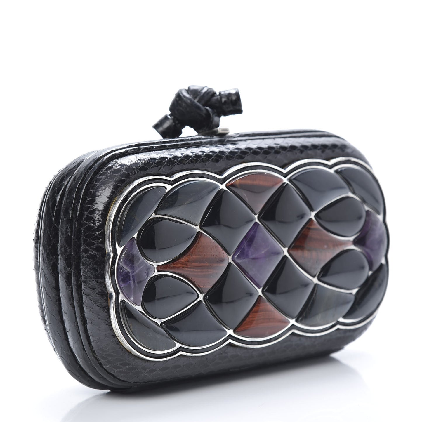 Multi Stone Ayers Knot Clutch Black