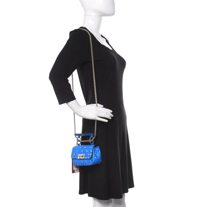 Valentino Garavani Calfskin Micro Rockstud Spike Shoulder Bag Blue Fluo 2 of 9