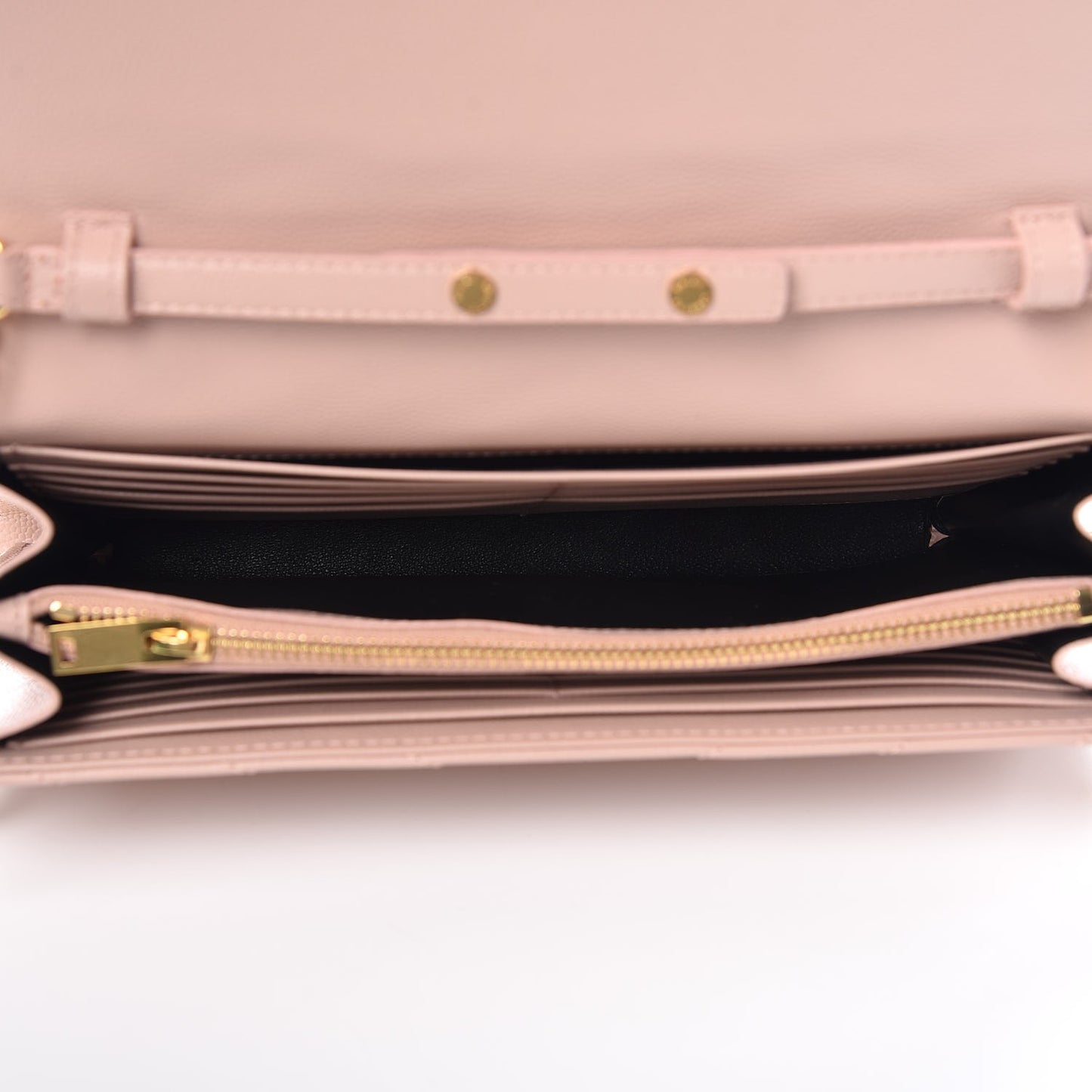 Grain De Poudre Matelasse Chevron Monogram Chain Wallet Pale Pink