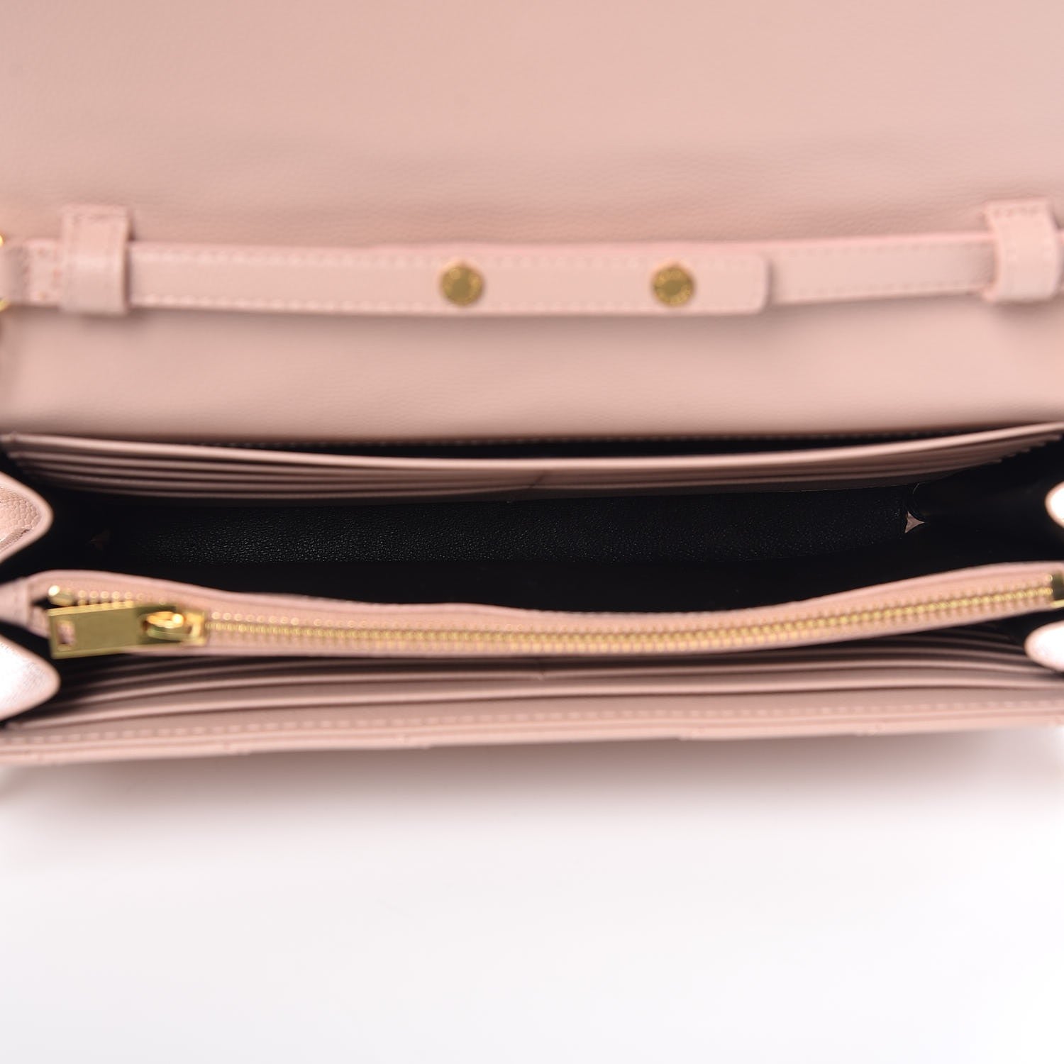 Saint Laurent Grain De Poudre Matelasse Chevron Monogram Chain Wallet Pale Pink 5 of 7