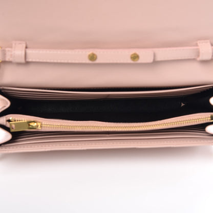 Saint Laurent Grain De Poudre Matelasse Chevron Monogram Chain Wallet Pale Pink 5 of 7