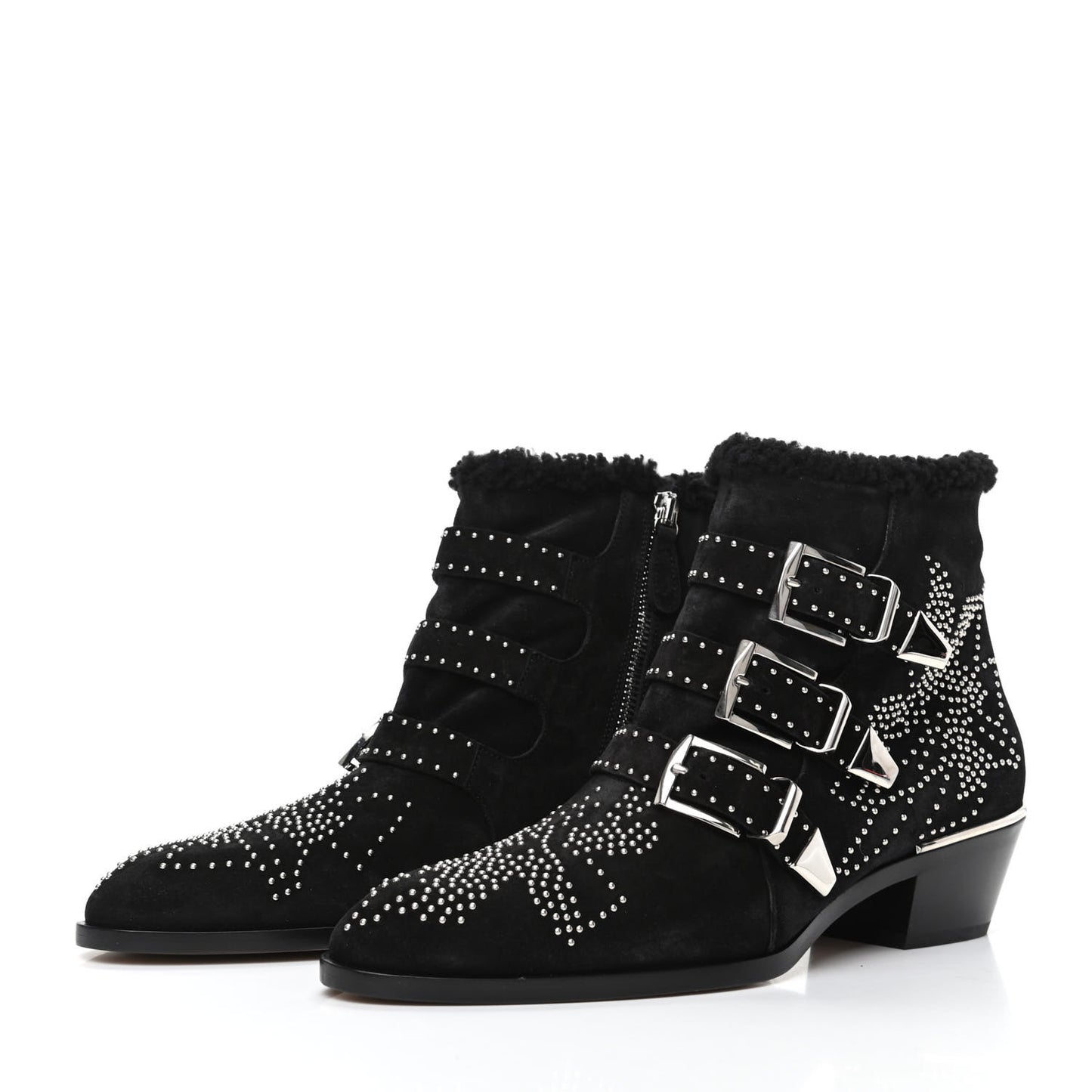 Shearling Studded Susanna Ankle Boots 39 Black