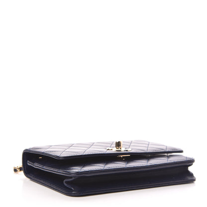 Chanel Lambskin Quilted Trendy CC Wallet On Chain WOC Navy 4 of 12