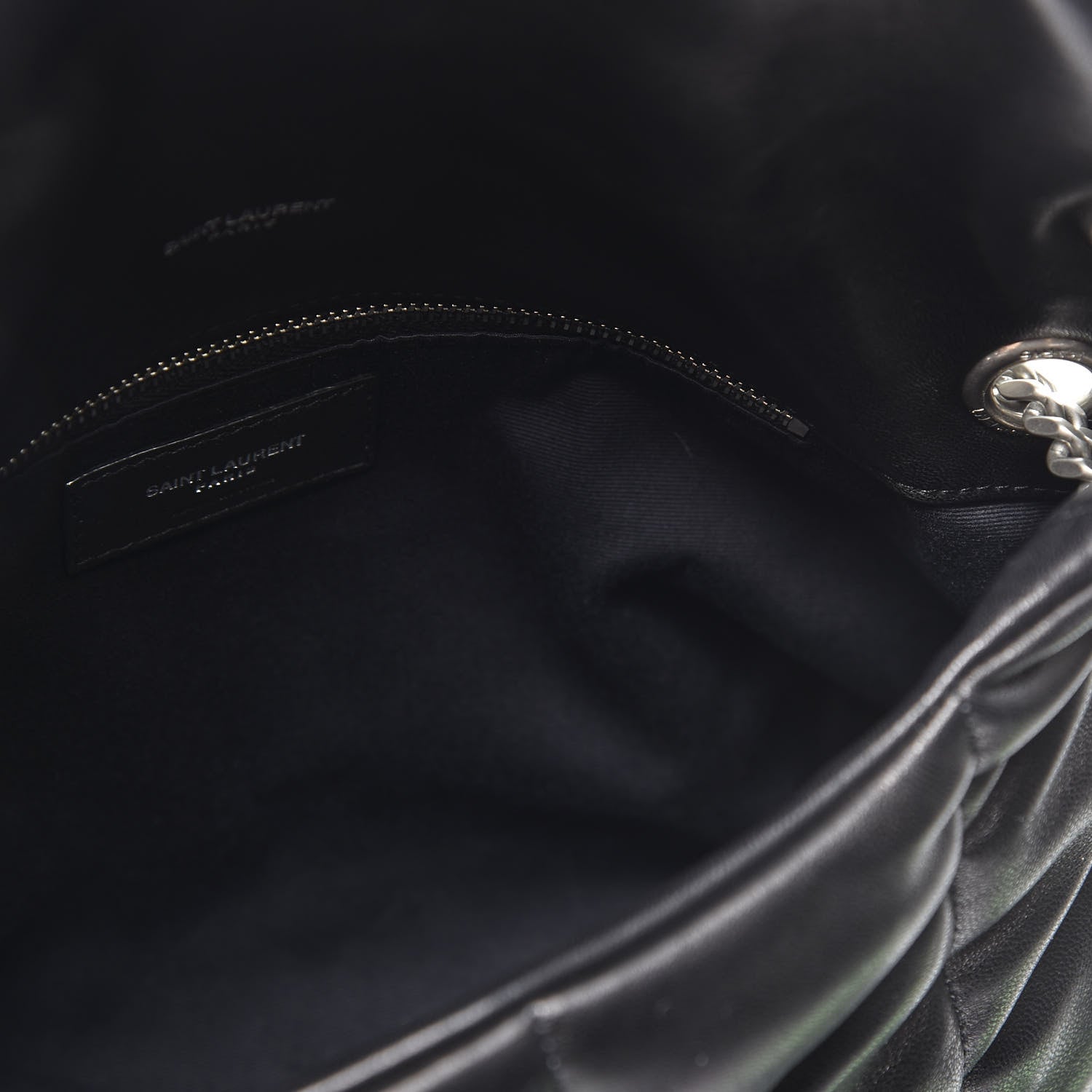 Saint Laurent Lambskin Quilted Small Loulou Puffer Monogram Chain Satchel Black 4 of 10