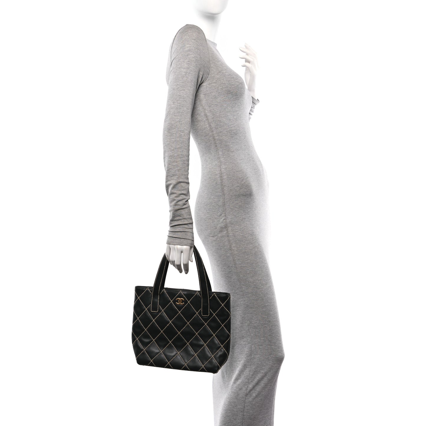Calfskin Wild Stitch Tote Black