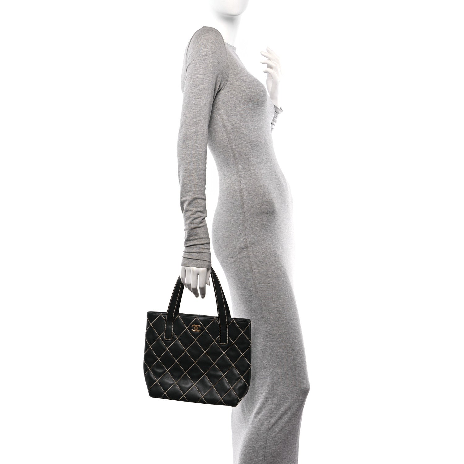 Chanel Calfskin Wild Stitch Tote Black 2 of 10
