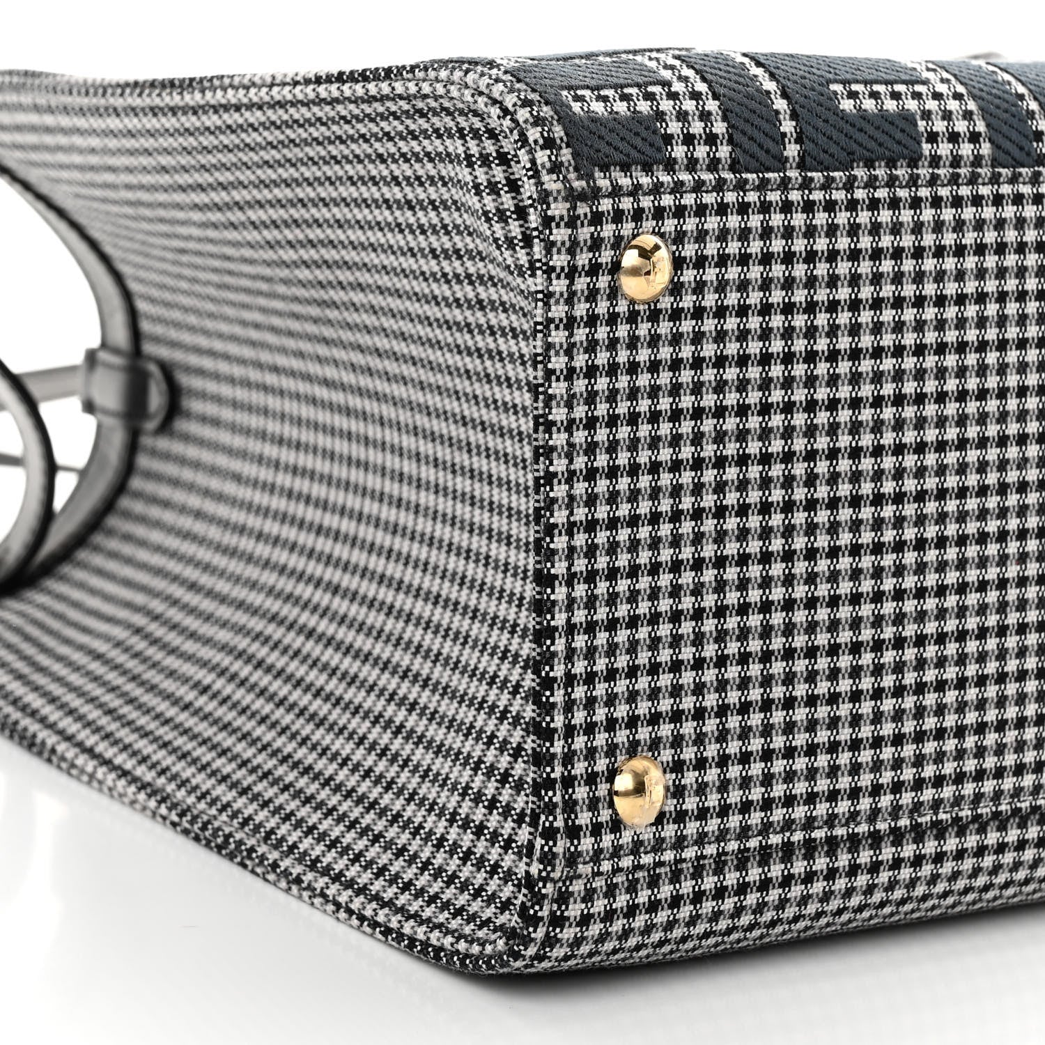 Fendi Wool Vitello King Houndstooth FF Embroidered Medium Peekaboo X-Tote Grigio Anthracite 8 of 10