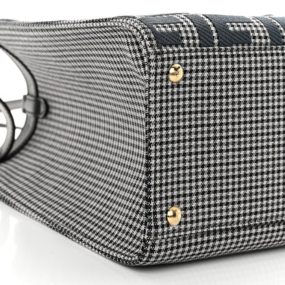 Fendi Wool Vitello King Houndstooth FF Embroidered Medium Peekaboo X-Tote Grigio Anthracite 8 of 10