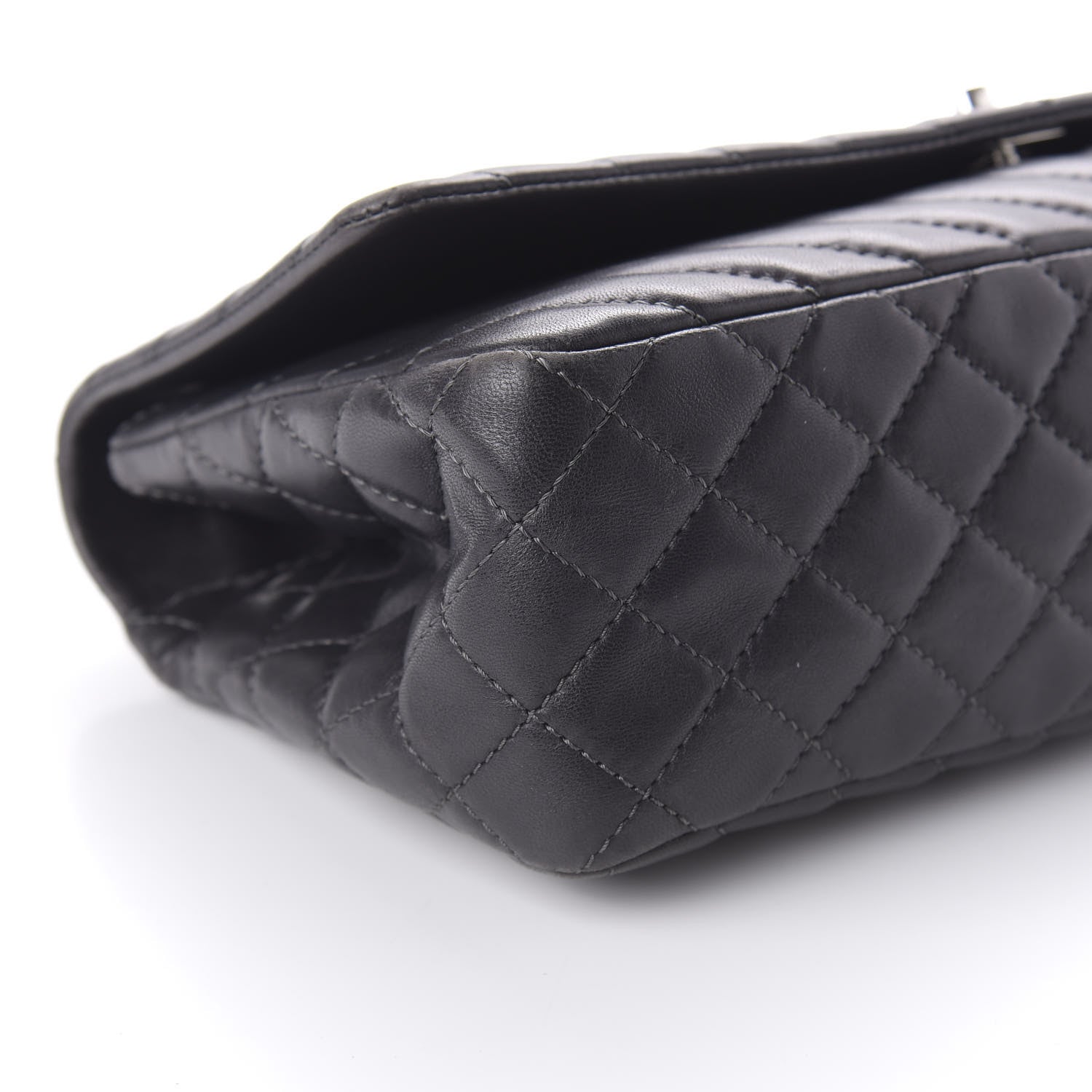 Chanel Lambskin Chevron Quilted Large Surpique Flap Dark Grey 6 of 11