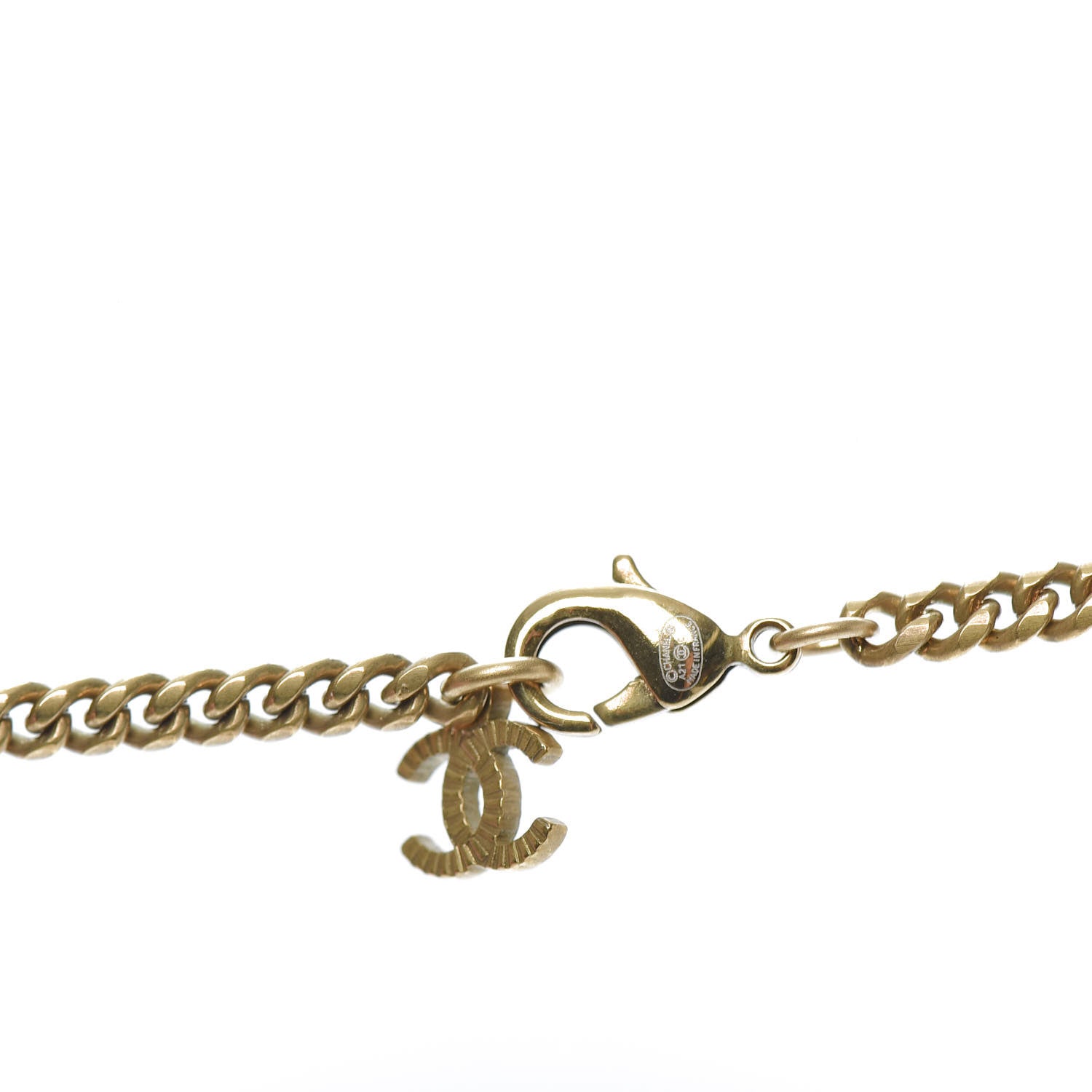 Chanel Crystal CC Pendant Necklace Gold 5 of 6