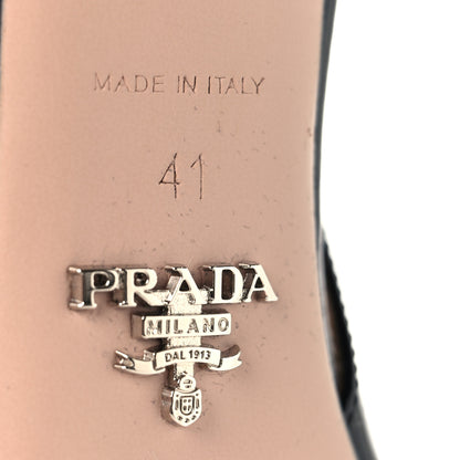 Prada Patent Triangle Logo Pointed Toe 75mm Slingback Pumps 41 Black 7 of 9