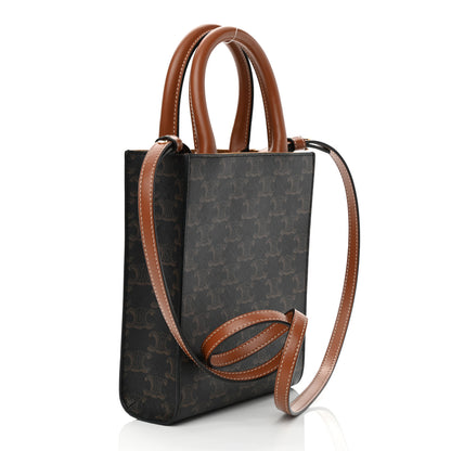 Celine Triomphe Canvas Calfskin Mini Vertical Cabas Tan 3 of 8