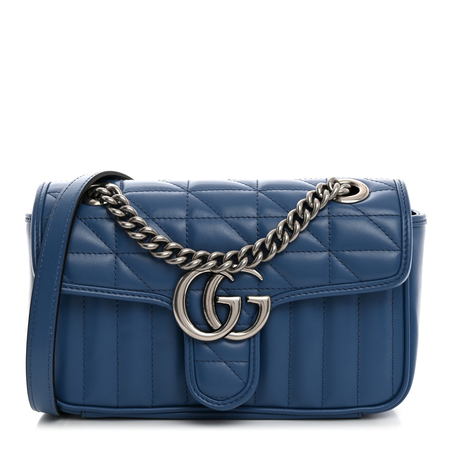 Calfskin Matelasse Aria Mini GG Marmont Shoulder Bag Clear Blue