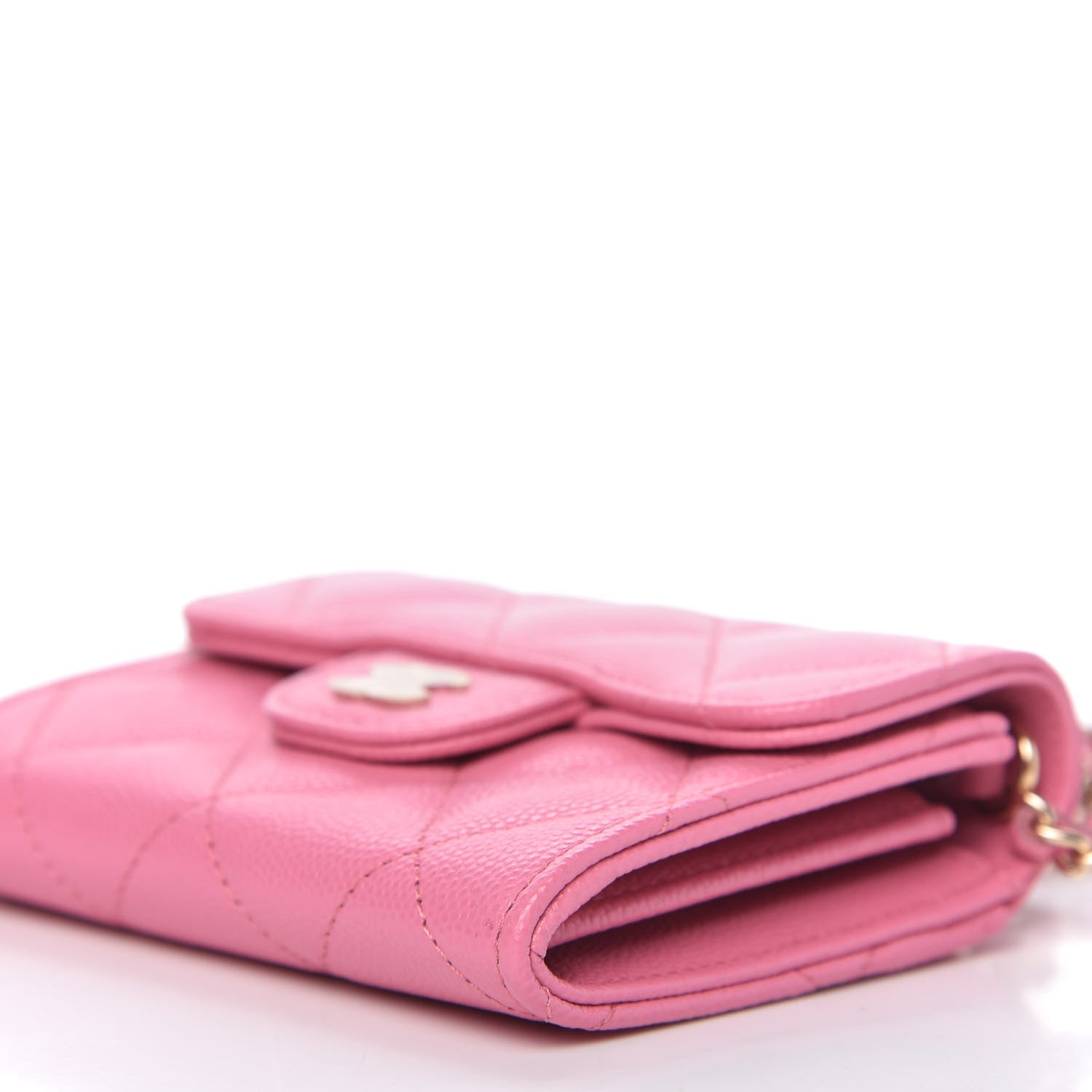 Chanel Caviar Quilted Flap Card Holder On Chain Pink 7 of 11
