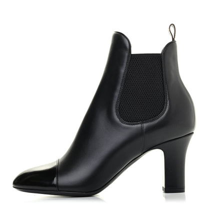 Louis Vuitton Calfskin Monogram Uniformes Cap Toe Chelsea 75mm Ankle Boots 38 Black 1 of 4