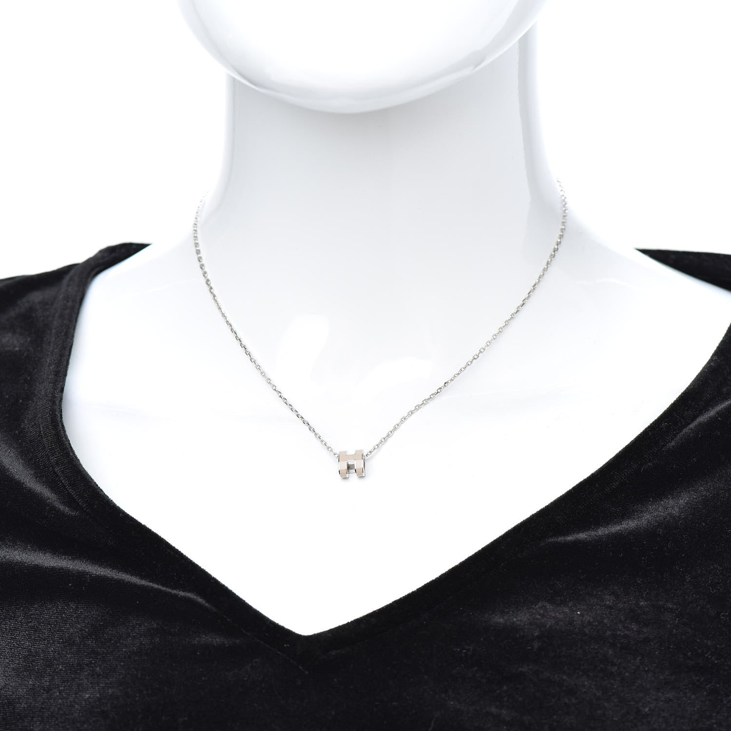 Hermes Palladium Mini Pop H Pendant Necklace Marron Glace 2 of 4