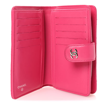 Chanel Lambskin Quilted CC French Wallet Dark Pink 5 of 9
