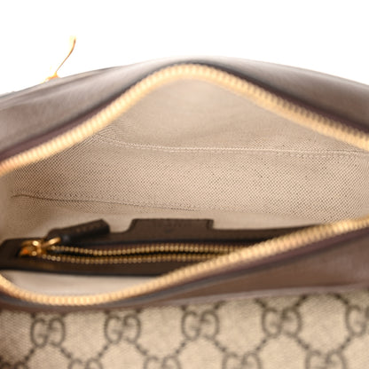 Gucci GG Supreme Monogram Textured Dollar Calfskin Mini Ophidia Flap Shoulder Bag Beige Ebony New Acero 5 of 11