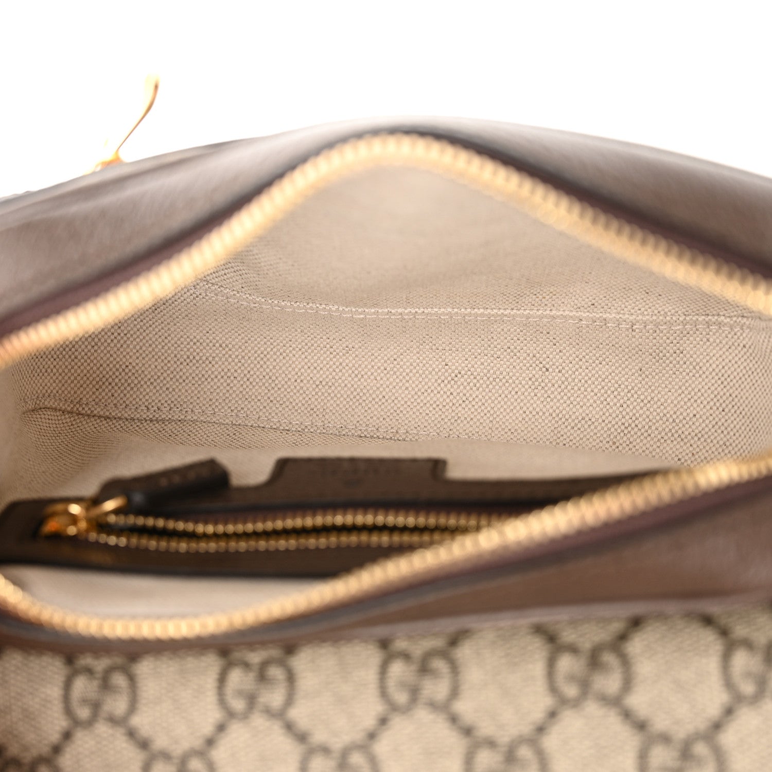 Gucci GG Supreme Monogram Textured Dollar Calfskin Mini Ophidia Flap Shoulder Bag Beige Ebony New Acero 5 of 11