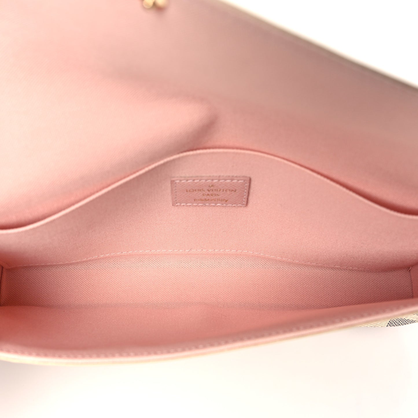 Damier Azur Pochette Felicie Chain Wallet Rose Ballerine
