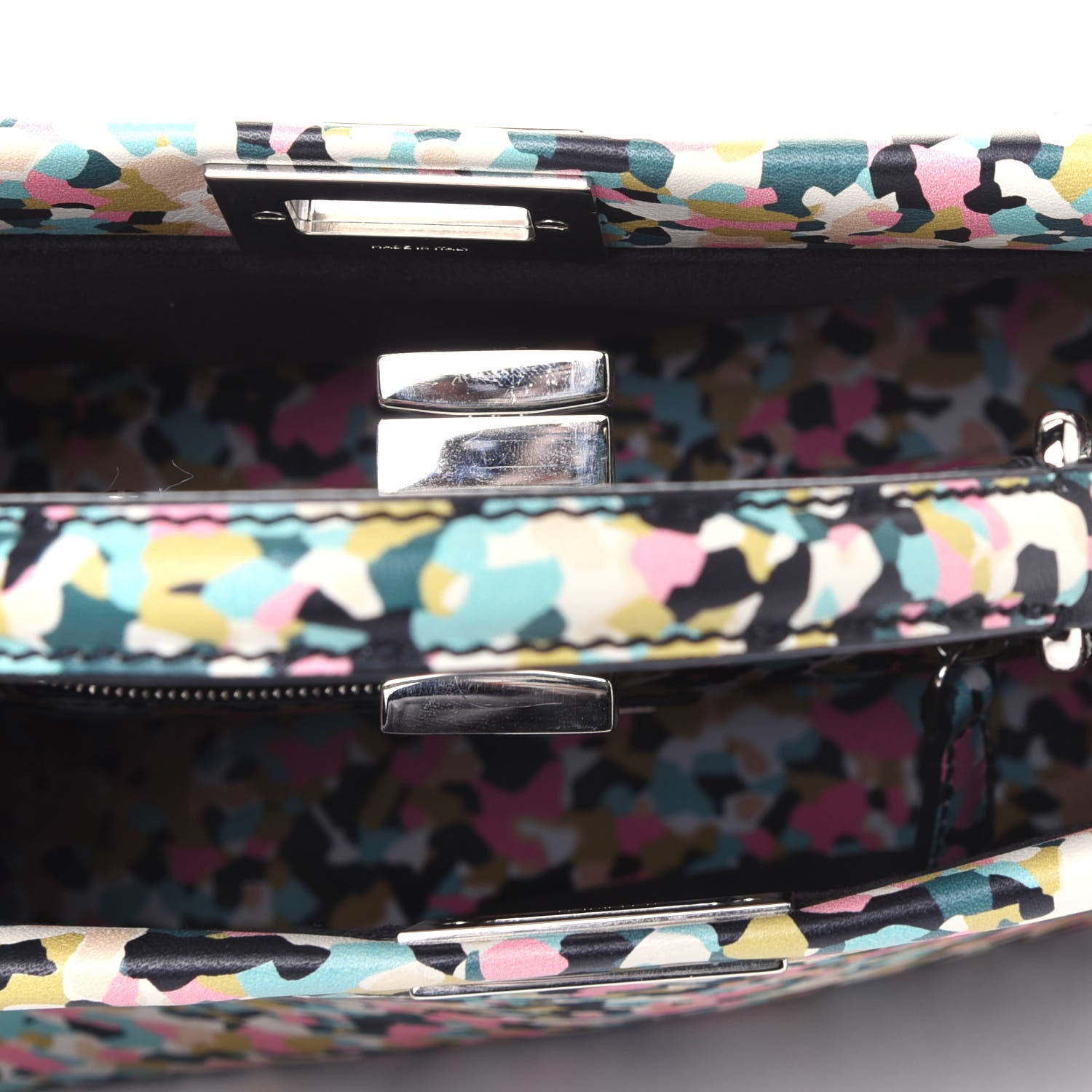 Fendi Vitello Seta Plexiglass Granite Mini Peekaboo Iconic Satchel Multicolor 6 of 15