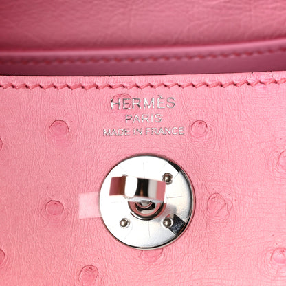 Hermes Ostrich Mini Lindy 20 Rose Bubblegum 6 of 11