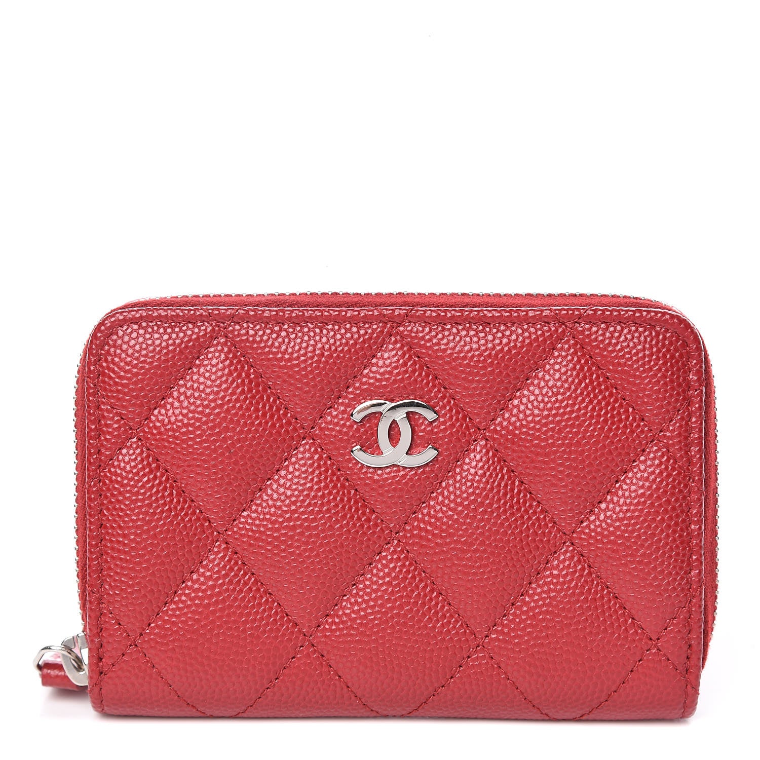 Chanel Caviar Quilted Zip Coin Purse Red 1 of 8