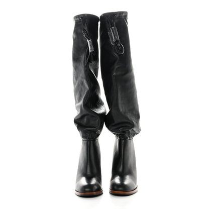 Gucci Deauville Calfskin Cinched Knee High Boots 37 Black 2 of 9