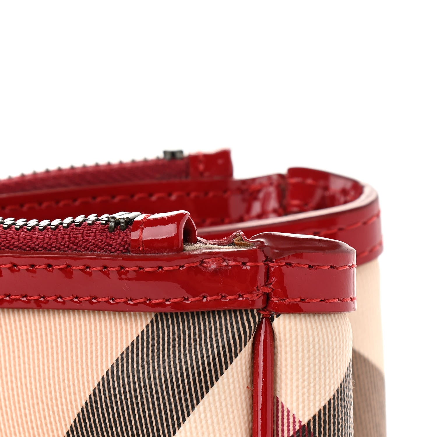 Burberry Patent Nova Check Medium Melbury Tote Red 14 of 16