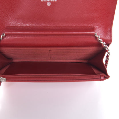 Chanel Caviar Quilted Wallet on Chain WOC Red 5 of 13