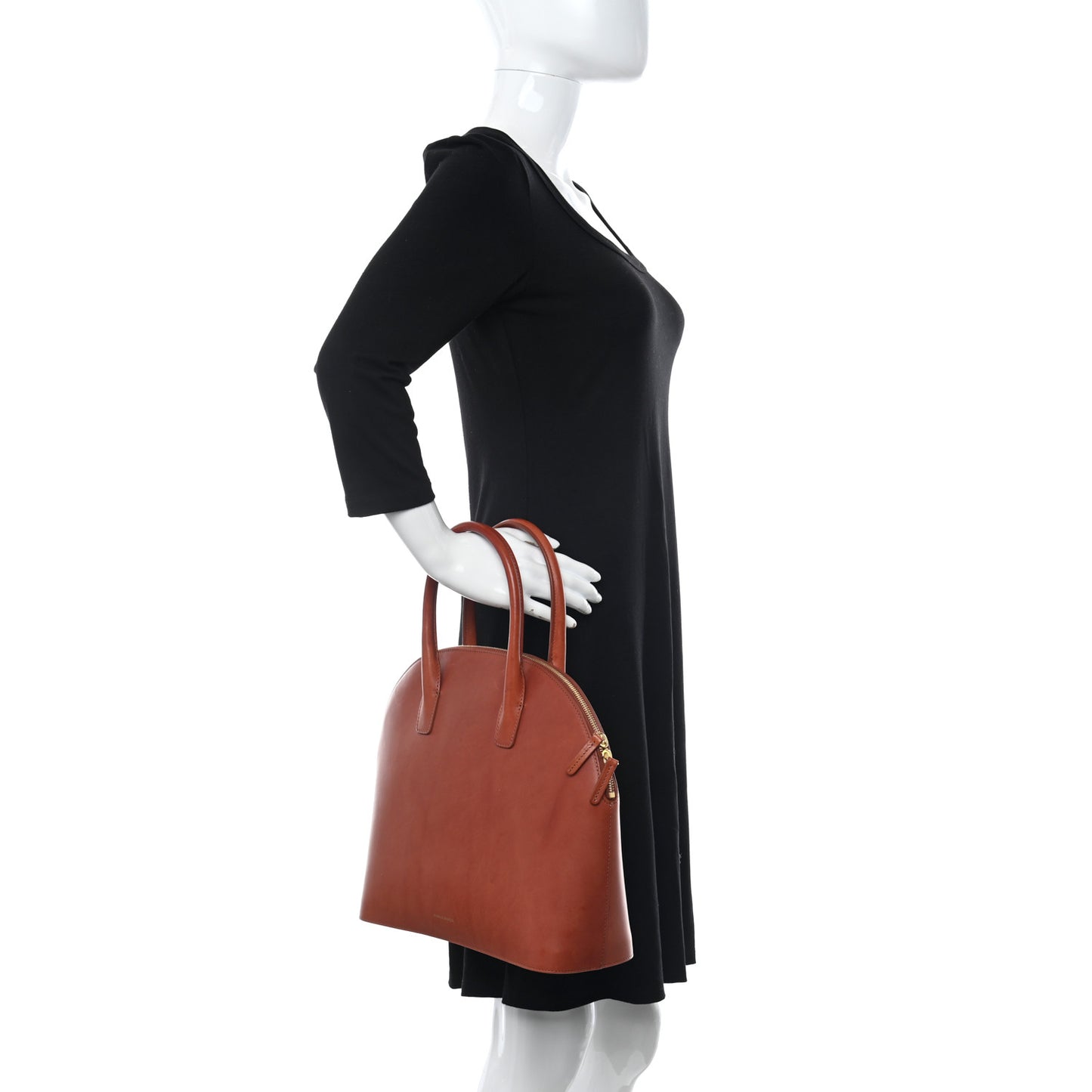 Calfskin Top Handle Rounded Bag Brandy