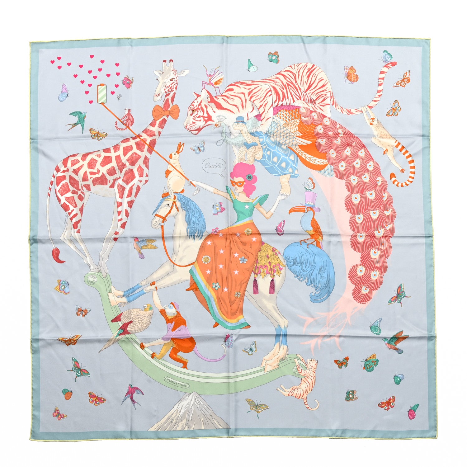 Hermes Silk Story 90 Scarf Bleu Glacier Rose Multicolor 1 of 4