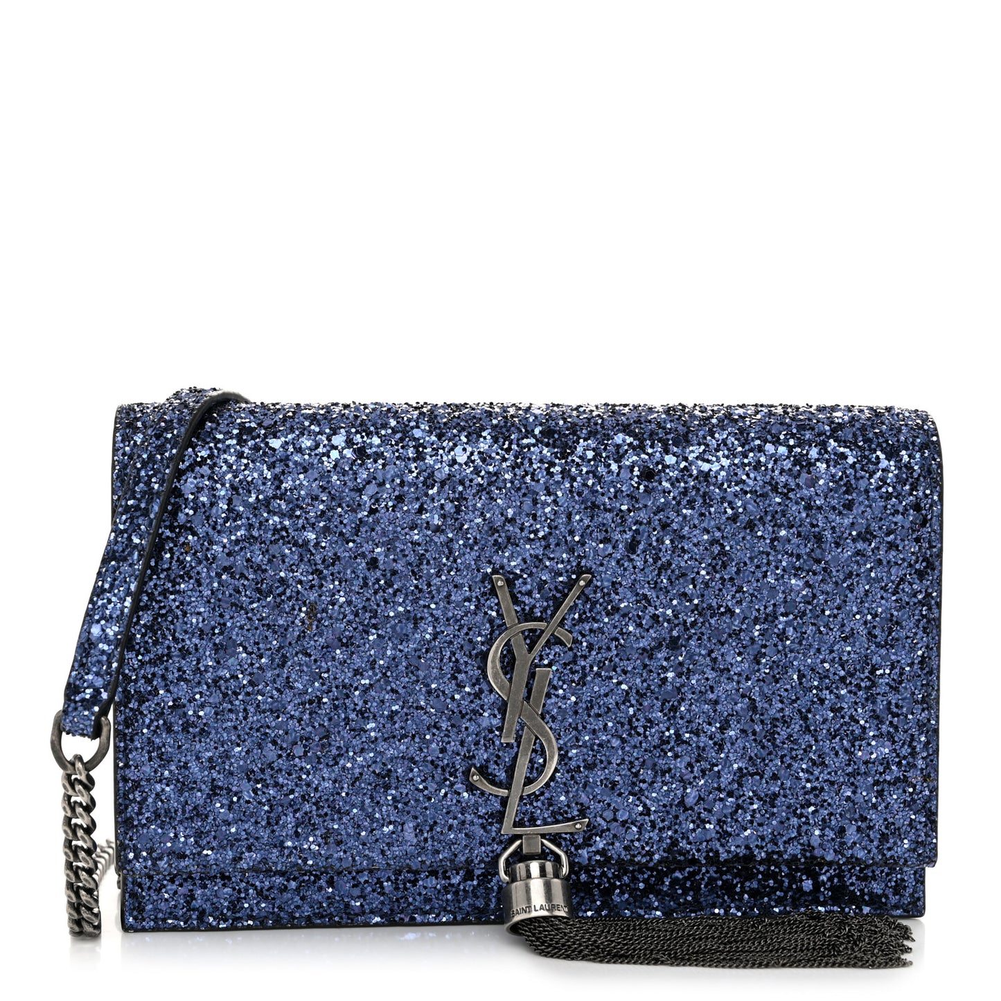Metallic Glitter Classic Monogram Kate Tassel Chain Wallet North Sea