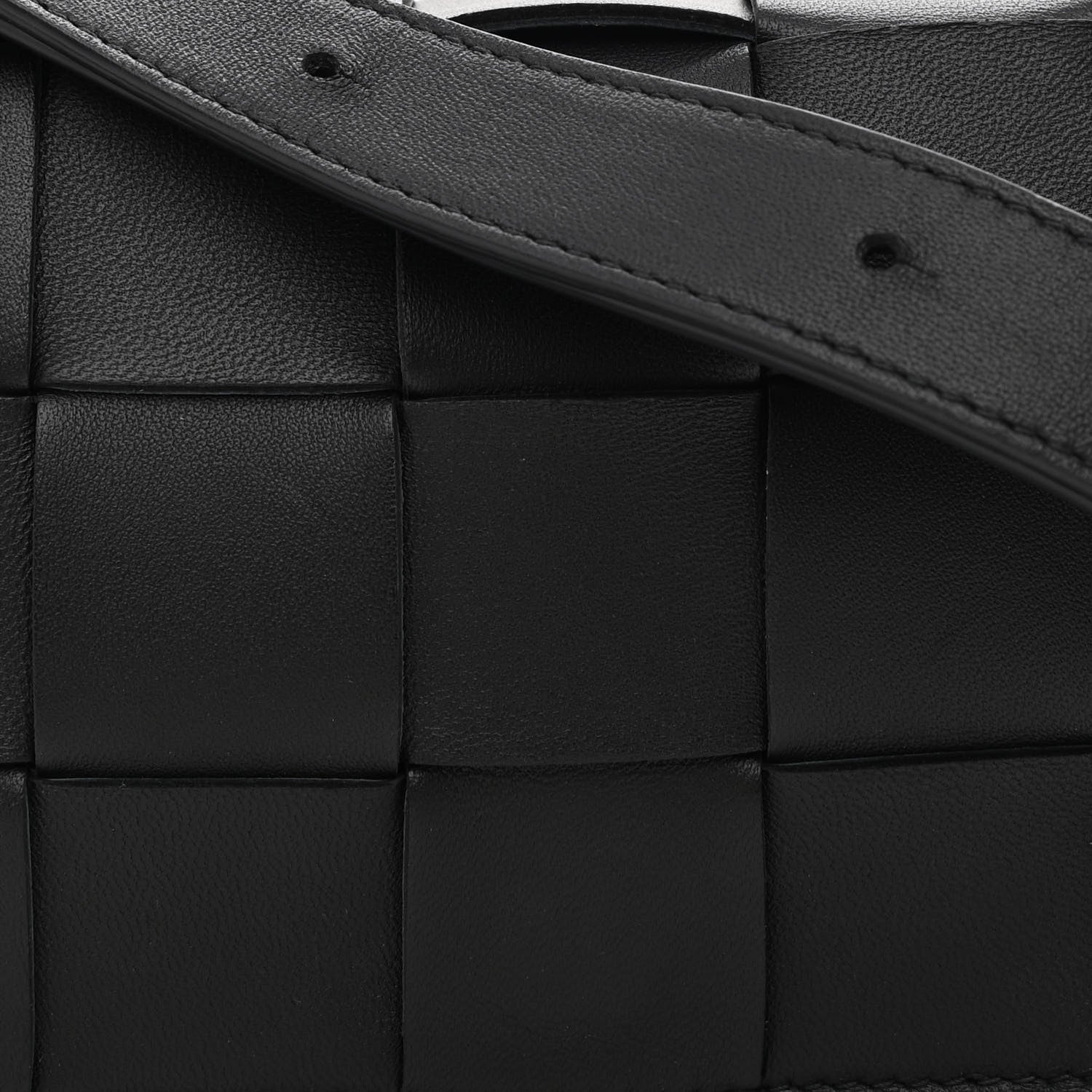 Bottega Veneta Lambskin Maxi Intrecciato Cassette Crossbody Bag Black 8 of 10