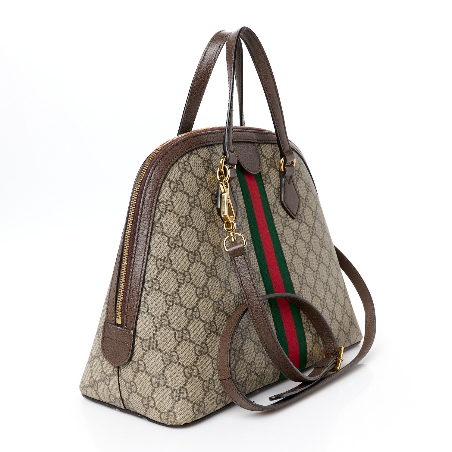 Gucci GG Supreme Monogram Web Medium Ophidia Top Handle Dome Bag Brown 3 of 11