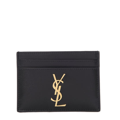 Saint Laurent Calfskin Monogram Credit Card Case Black 1 of 8