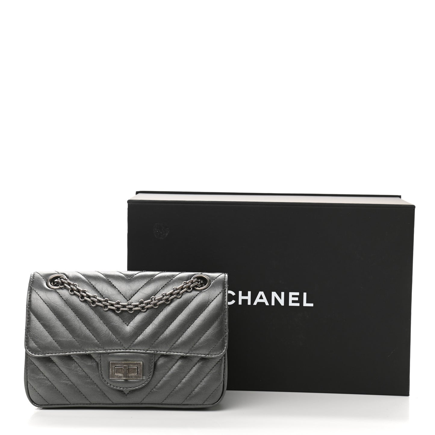Aged Calfskin Chevron Quilted 2.55 Reissue Mini Flap Grey
