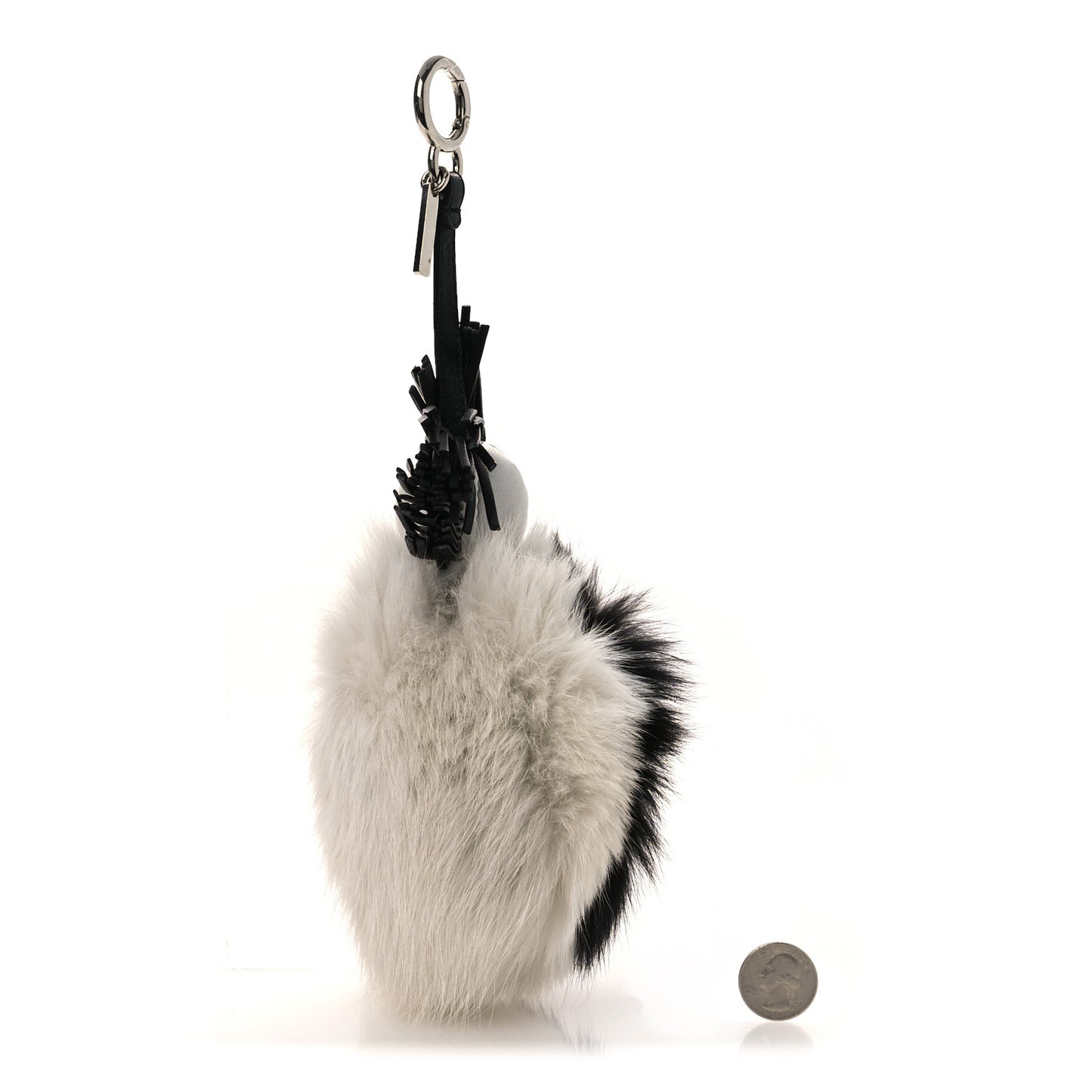 Lambskin Fox Fur Super Karlito Pom Pom Bag Charm Black White