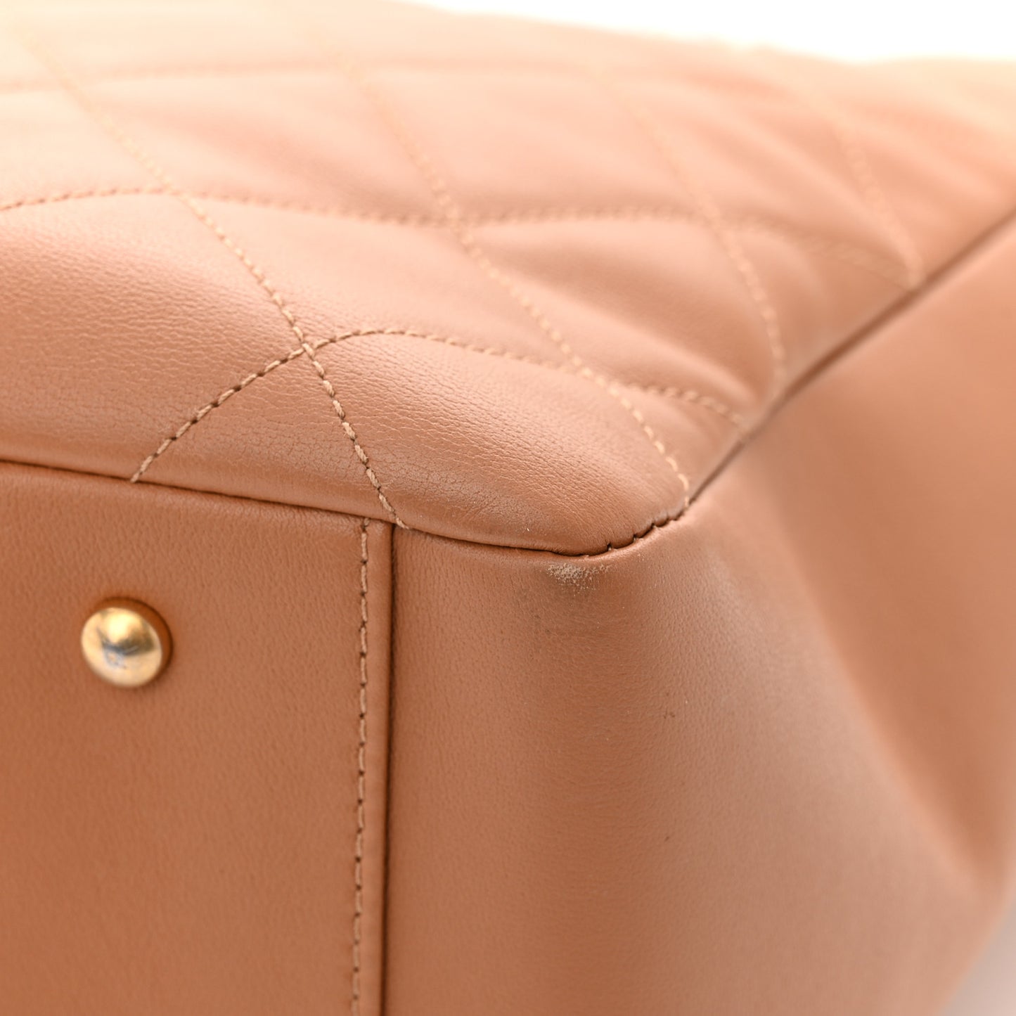 Calfskin Stitched Large Shopping Bag Brown