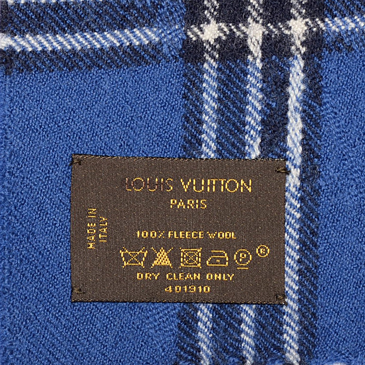 Louis Vuitton Wool Plaid Masai Tartan Shawl Blue 4 of 4