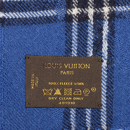 Louis Vuitton Wool Plaid Masai Tartan Shawl Blue 4 of 4