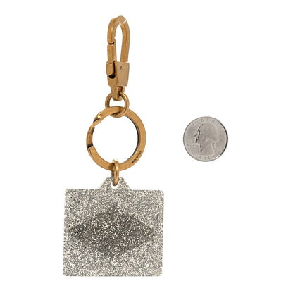 Gucci Metal Glitter Plexiglass Game Patch Logo Key Charm Silver Aged Gold 2 of 4